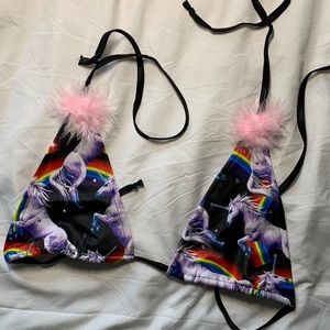 Unicorn Pom Pom bikini top